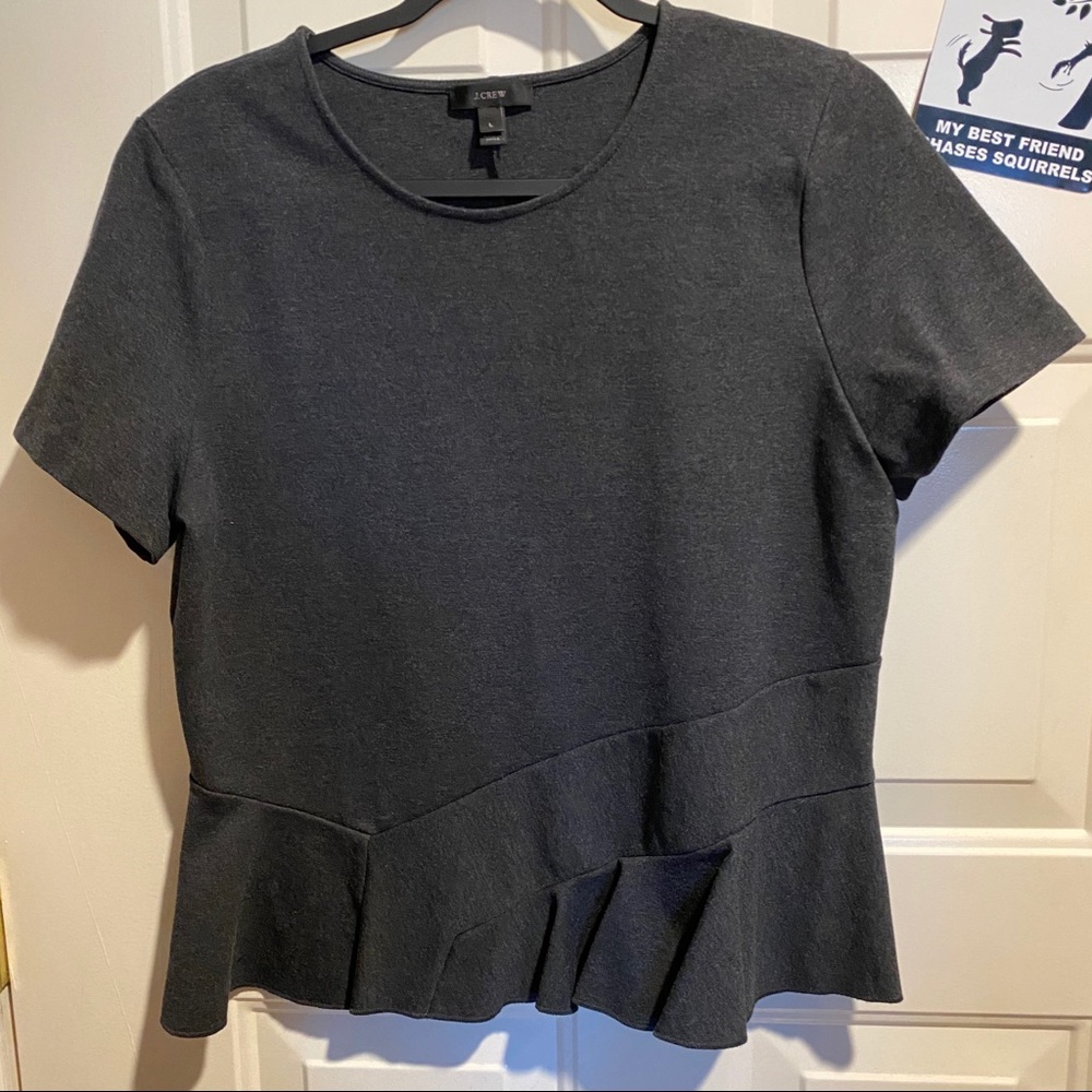 J. CREW Pleated Peplum Short Sleeve Shirt EUC Sz L